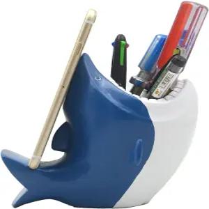 폰 스탠드 상어 장식 책상 정리대가 홀더 있는 몬모브 펜 홀리데이 선물