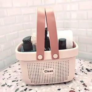 손잡이바구니 펀칭 분홍 목욕바구니 헬스 목욕가방 바스켓 바구니