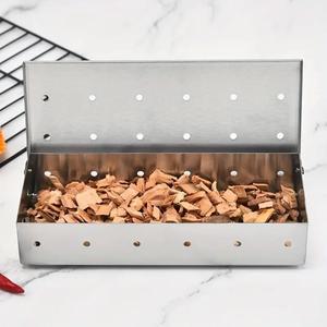 가정 야외 닉용 스테인리스 스틸 박스 향신료 연소 숯불 스모커 바베큐용 나무