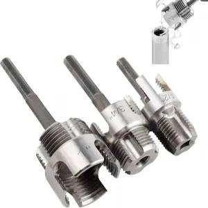 3개의 내부 및 외부 파이프 나사산 도구 전동 키트 이중 호환 3/4인치 드릴 PVC/플라스틱 절단 통합 기능