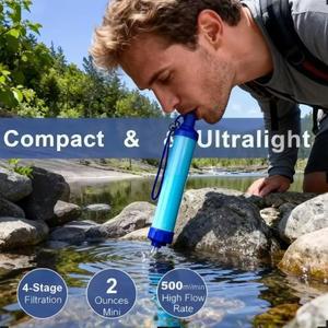 야외 정수기 초경량 01 4단계 마이크론 시스템 필터 휴대용 빨대 생존용