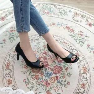 미들굽구두 국내제작 토오픈 미들굽 여성구두 하이힐 펌프스힐Y