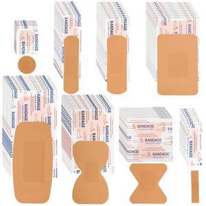 Lounsweeer 720개 모듬 붕대 벌크 버라이어티 팩 유연한 접착 통기성 방수 손가락 끝 관리 얼굴 팔 스크랩