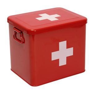 Xbopetda 응급처치 키트, 의약품 보관함 - 2단 금속 보관함, 가정용 응급 도구 세트-레드용 탈착식 트레이