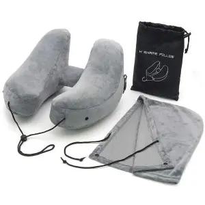 휴대용 F3N4F3D6 여행용 차량용 에어 목베개 쿠션 H형 그레이