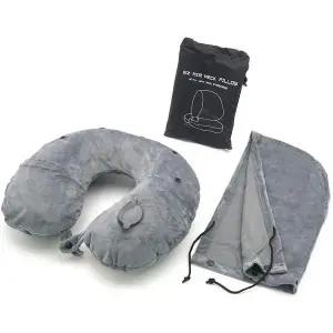 휴대용 V8S7R4Y3 여행용 차량용 에어 목베개 쿠션 U형 그레이