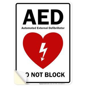 Aed 자동 외부 제세동기는 표지판을 막지 않습니다, 10x7 인치, 4 밀리 비닐 데칼 스티커, 내후성, 미국산