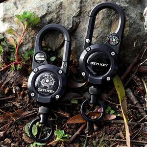 휴대용 텔레스코픽 스틸 와이어 버클 다기능 리트랙터블 카라비너 나침반 체인 로프