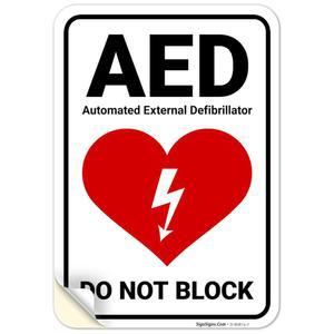 그래픽 표지판, 10x7인치, 4백만 비닐 데칼 스티커로 차단하지 않는 자동 외부 제세동기, 미국산