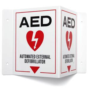 AED 벽걸이 표지판 2팩 | 3D 프로젝션 자동 외부 제세동기 안전 표지판, 6인치 x 8인치 4인치