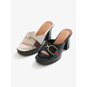 [하프클럽/]버클 가보시 뮬슬리퍼 8.5cm