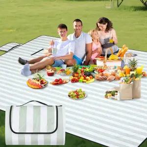 힐서렌 80인치 x 100인치 초대형 피크닉 담요 비치 매트 샌드프루프 접이식 옥스포드 가족 캠핑 하이킹