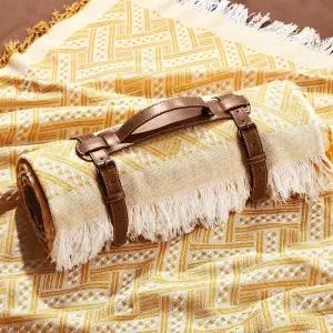 바이탈코지 방수 피크닉 담요 71×71인치 야외 접이식 2인치 이중 레이어 샌드프루프 비치 매트 캠핑용