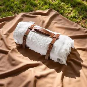 DLCOFound 2-in-1 화이트 피크닉 담요 초대형 방수 매트 캠핑용 야외 해변 공원 휴대용 이중 레이어 디자인