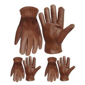 NBLEAGLO 남성용 브라운 가죽 작업 3쌍 원예 내구성 장갑 미디엄) 있는 (브라운 장갑 드라이버