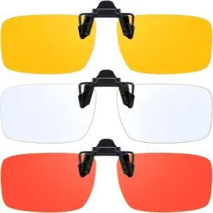 눈의 피로/빛에 민감한 플립업 컴퓨터 게이밍 안경을 위한 블루 라이트 차단 뷰베터 3팩 클립