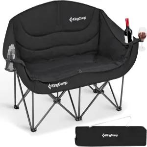 킹캠프 더블 캠핑 의자 오버사이즈 헤비 듀티 660파운드 러브잇 휴대용 접이식 XL 2인용 소파 패딩 편안한