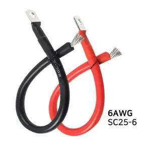 6AWG I8P9P4Z7 실리콘 전원 케이블 SC25-6 링 단자 140A 배터리 인버터 태양광 0.5m