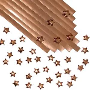 종이접기 행운의 별 퍼프 만들기 위한 500스트립 로즈 골드 호일 종이 반사 거울 반짝이는 0.5 x 11 인치