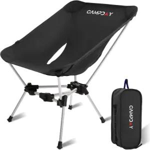 캠프데이 캠핑 의자 배낭여행 휴대용 하이킹 초경량 소형 접이식 야외 비치 피크닉 콘서트 330파운드 블랙