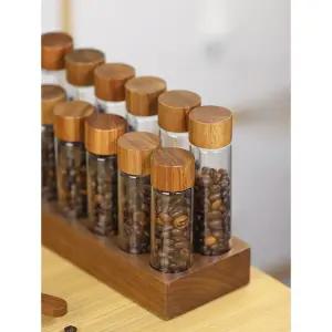 커피콩 밀봉 유리병 원목 보관 아카시아 시향 샘플러 6개 12개 거치대 (50ml)