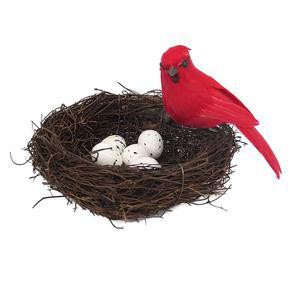 새와 알이 깃털 장식 가든 인공 있는 부활절 공예 DIY 둥지 나무 둥지