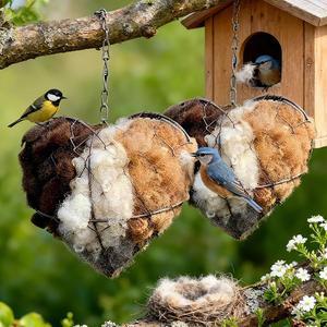 수제 섬유 대안 위한 야외 벌새 2세트 나무를 야외를 액세서리 활동을 둥지 하트 따뜻한 알파카 둥지 자연 정원