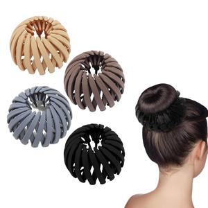 4개의 둥지 머리카락을 플레이트 커피 플라스틱 헤어핀 메이커 위한 레이지 확장형 클램프 헤어 얇은 포니테일 여성용 매트 클립 핑크 라이트 블랙 베이지 매직 홀더