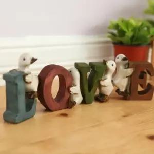 카페장식품 홈가든 오리장식세트(LOVE) 빈티지 테이블 협탁소품