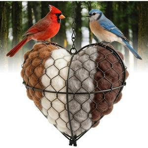 수야아 수제 재료 벌새 야생 알파카 위한 겨울 하트 애호가를 외부 아트 선물 둥지 정원 홀더 조류를 나무 상자 섬유 버드하우스 쉼터