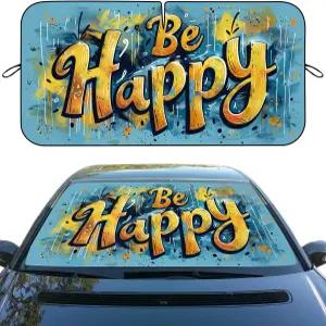 해피 아트워드 자동차 전면 유리창 햇빛 가리개 재미있는 소설 블루 옐로우 히트쉴드 태양 그늘막 광선