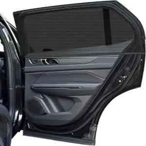 자동차 창문 그늘 2팩 신축성 메시 스크린 햇빛 - 캠핑용 덮개 자외선 차단 열 및 SUV용 개인정보 보호