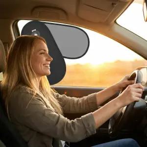 TFY 회전식 차량 측면 창문 선쉐이드 2-in-1 조절 가능한 이중 레이어 바이저 오파크 실버 및 다크 틴트