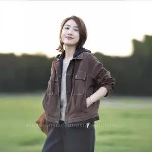 청 여사친 빈티지 가을 페이크 투피스 재킷 자켓 카고풍 터틀넥 코트 톱 DUCHI3