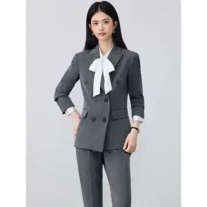 회색 여자 오피스룩 코트 정장 교자 작업복 직장 세트 봄가을 면접 정장세트 DUCHI3