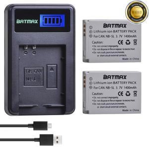 2Pcs 1400mAh NB-5L NB 5L 충전식 리튬 이온 카메라 배터리 + Canon 900 Ti SD790 IS z1 용 LCD USB