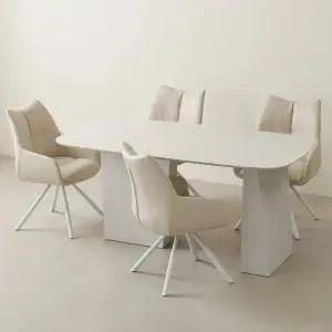 스코나 라벨라 포세린 세라믹 4인 식탁세트(회전 의자 4개)