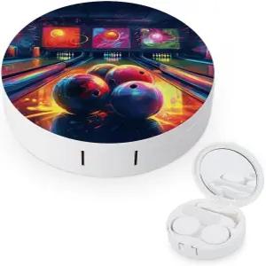 페키루트 볼링공 콘택트렌즈 케이스 귀여운 렌즈 박스 세트 미러 데일리 비전 케어 및 야외용 미니 흡수