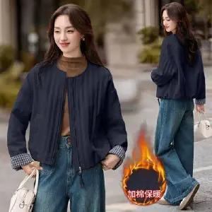 여사친 가을 점퍼 라운드 스트라이프 다운 숏 라이트 코트 자켓 상의 DUCHI3