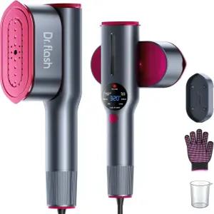 DRFLASH 2-in-1 의류용 스티머 및 다리미 15초 고속 히트업 1200W 휴대용 대형 세라믹 열 패널이 장착된