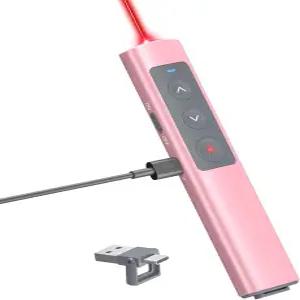 파워포인트 프레젠테이션용 핑크 클리커 빨간불이 켜진 무선 프레젠터 알루미늄 합금 PPT 슬라이드쇼 Mac용