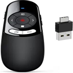 파워포인트 프레젠테이션용 DINOSTRIKE 2 in 1 타입 C 및 USB 클리커 볼륨 조절 기능이 있는 RF 2.4GHz