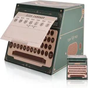 2026년 풀아웃 박스가 있는 달력 찢어진 시트가 데스크톱 장식 주간 빈티지 타자기 홀리데이 마킹 10대