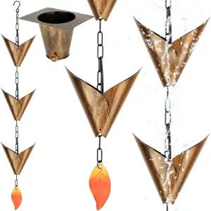 어댑터가 장착된 BloVine 8.6 FTrain 체인 세트 유리 잎 장식이 있는 외부용 방청 레인 거터용 12컵 가족용