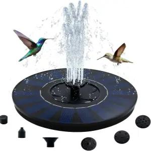 OUISJYER 태양열 조류 목욕 분수 펌프 노즐 5개가 있는 7.1인치 D 온수 9V/2W 패널 탈착식 필터 박스 연못