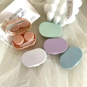 거울렌즈케이스 파스텔 거울 렌즈집게 렌즈케이스 5컬러 세트