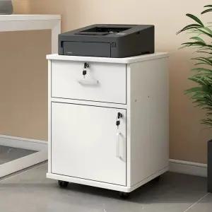 수납장 바퀴 열쇠서랍장 캐비넷 3단 화이트 서랍장 이동식