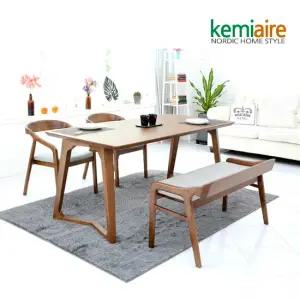 티크로 4인 고무나무원목 식탁SET(벤치형) KHD-493B