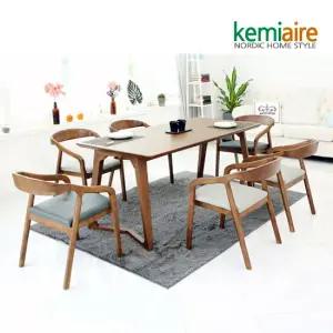 티크로 6인 고무나무원목 식탁SET(의자형) KHD-662