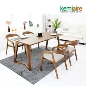 티크로 4인 고무나무원목 식탁SET(의자형) KHD-494